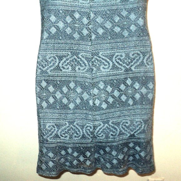 Cloud 8 Dress Women's Size 10 Blue-Gray Crocheted Lace, Lined Cap Sleeve Vintage - Picture 6 of 7